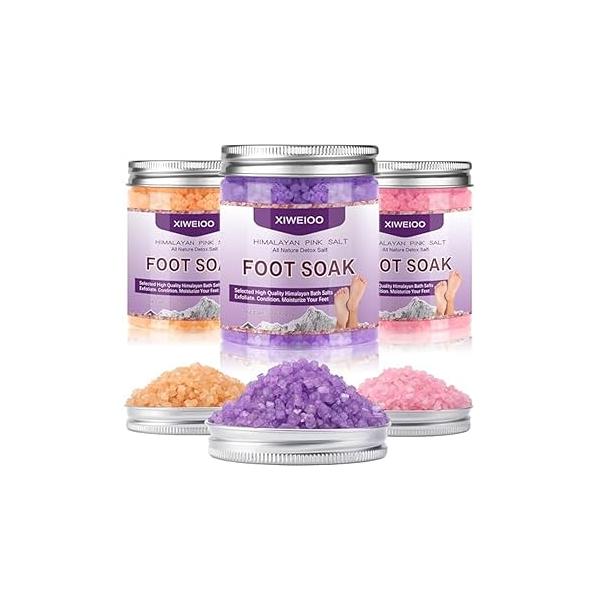 Himalayan Pink feet soka Salt 3 Set Kit Lavender Scent Orange Rose Foot Soak Salts with Epsom Set-Foot Athletes spa Itching,Foot Bath Tea Tree Oil Care