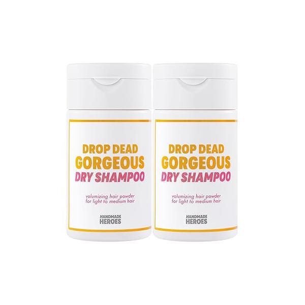 Handmade Heroes Non Aerosol Dry Shampoo Powder 1.8oz 100% Natural & Vegan Volumizing For Dark Hair Brunette