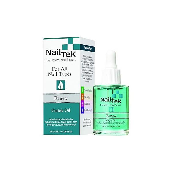 Nail Tek Renew, Natural Cuticle Oil with Tea Tree for All Types, 0.48 oz, 1-Pack