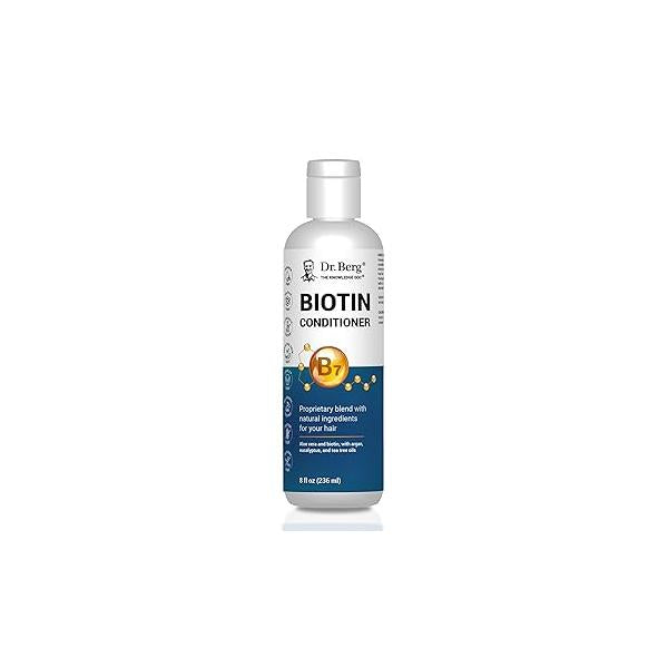 Dr. Berg Biotin Conditioner for Men & Women (Improved High-Performance Formula) - Independently Tested Certified Paraben- Sulfate- Silicone-Free Infused w/Biotin, Argan Botanicals 8 Fl oz