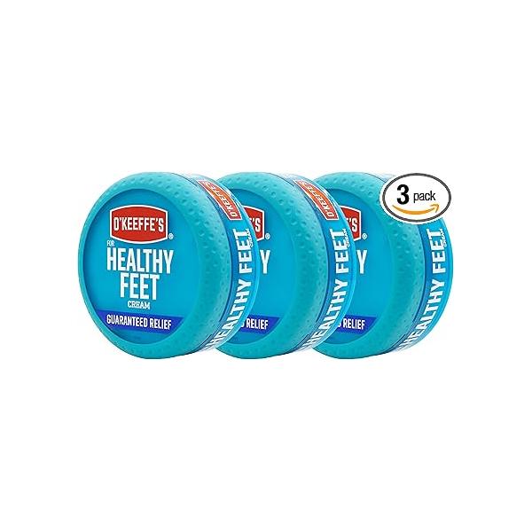 O'Keeffe's for Healthy Feet Foot Cream; Guaranteed Relief Extremely Dry; Cracked Feet; Instantly Boosts Moisture Levels; 3.2 Ounce Jar; (Pack of 3)