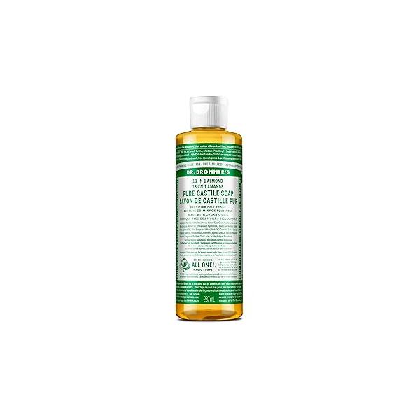 Dr. Bronner's - Pure-Castile Liquid Soap (Almond, 8 ounce) Made with Organic Oils, 18-in-1 Uses: Face, Body, Hair, Laundry, Pets and Dishes, Concentrated, Vegan, Non-GMO