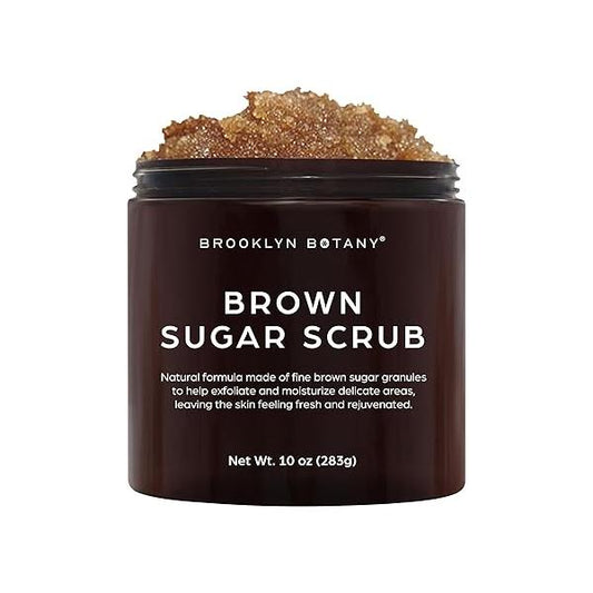 Brooklyn Botany Brown Sugar Body Scrub - Moisturizing and Exfoliating Body, Face, Hand, Foot Fights Acne, Fine Lines & Wrinkles, Great Gifts For Women Men 10 oz