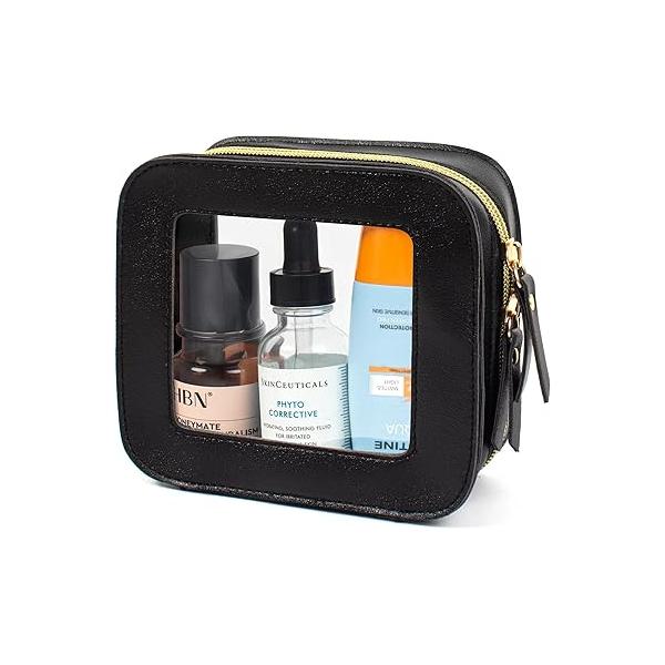 LETGO Cute Makeup Bag - Clear, Small, Mini Toiletry for Women & Men (Clear White)