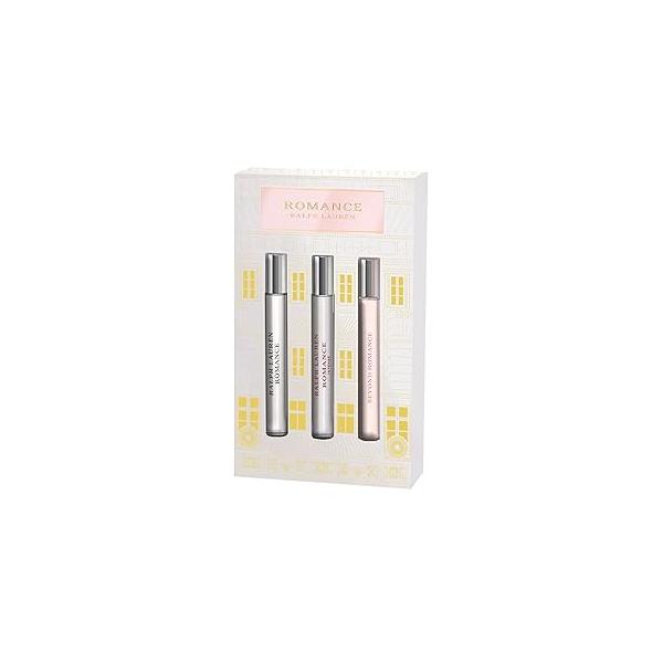 RALPH LAUREN FRAGRANCES Romance Discovery Perfume Set - 3-Piece Travel Size Floral Scented Fragrance with Rose, Sandalwood, Vanilla & Jasmine Notes 0.3 Fl Oz Each