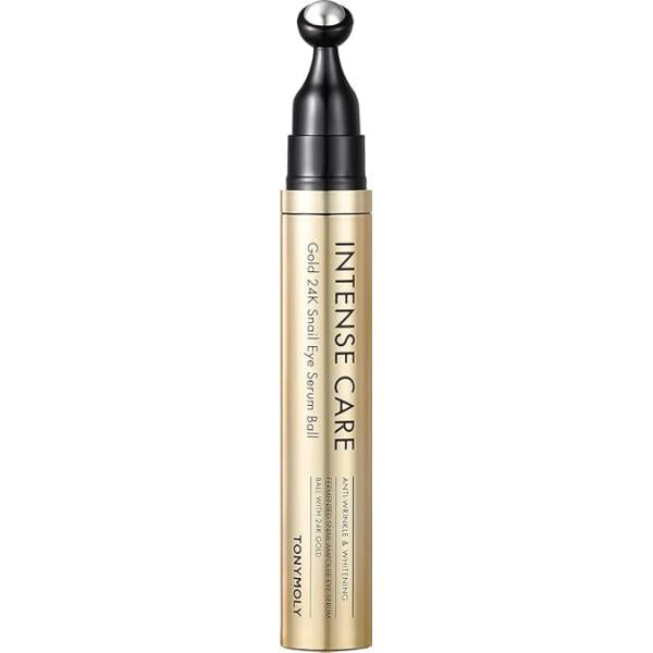 TONYMOLY Intense Care 24K Gold Snail Eye Serum Anti-Aging, Reduces Puffiness, Dark Circles & Wrinkles with Hyaluronic Acid Peptides, 360° Roller Massage Applicator, 20ml