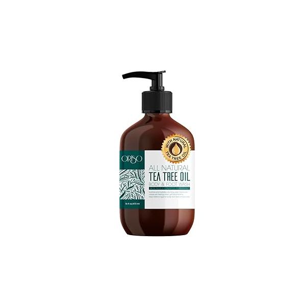 Tea Tree Oil Body Wash - Helps Athletes Foot, Ringworm, Jock Itchy, Acne, Eczema, Yeast Infection, Odor, Itchy Skin With Moisturizing Aloe Sulfate Free 16oz