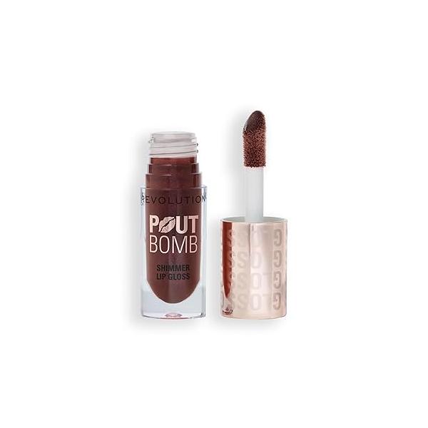 Revolution, Pout Bomb Shimmer Gloss, High-Shine Lip Gloss & for Glossy Lips with Hyaluronic Acid Sweet Vanilla Scent, Berry Lustre, 0.15 Oz