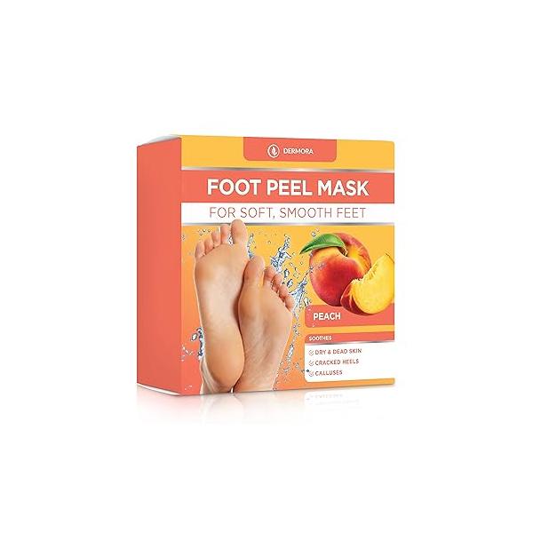 DERMORA Foot Peel Mask - 2 Pack of Regular Size Skin Exfoliating Masks for Dry, Cracked Feet, Callus, Dead Remover Baby Soft Original Scent