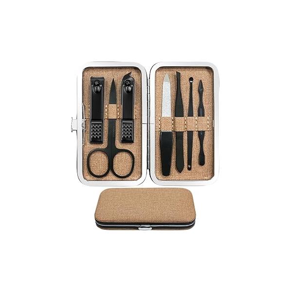 Manicure Pedicure Set Personal Care Nail Clipper Kit 7 PCS and for Men Suitable Travel(Brown) Present Husband Boyfriend Parent