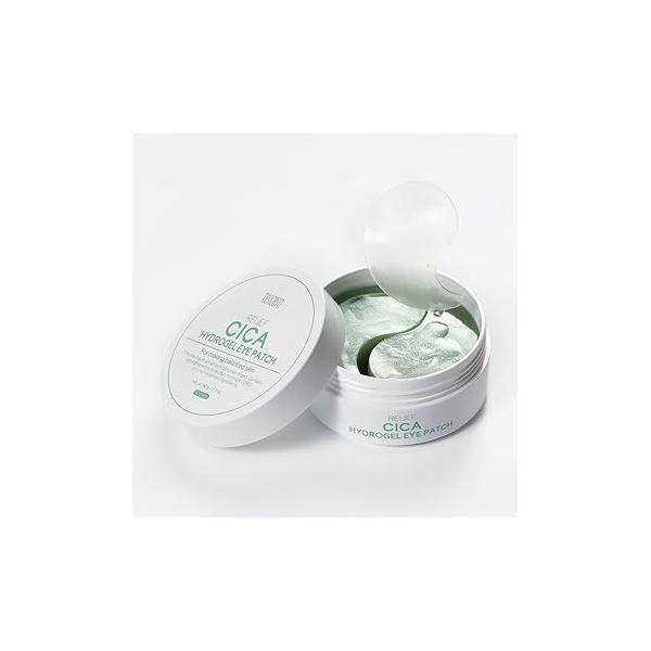 TENZERO Relief Cica Hydrogel Eye Patch (60 pairs, 90g), Centella Treatments for Puffy Eye, Fine Lines, Soothing, Puffiness Reducer, Hydrating Pads, Korean Under Masks Skincare