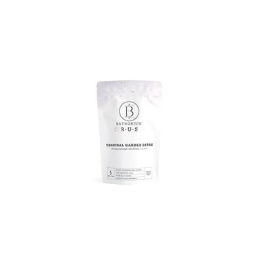 Bathorium Charcoal Garden Detox Crush, Purifying Bath Soak with Activated & Eucalyptus, pH-Balanced, Herb-Scented Soak, 5+ Baths, 21 oz