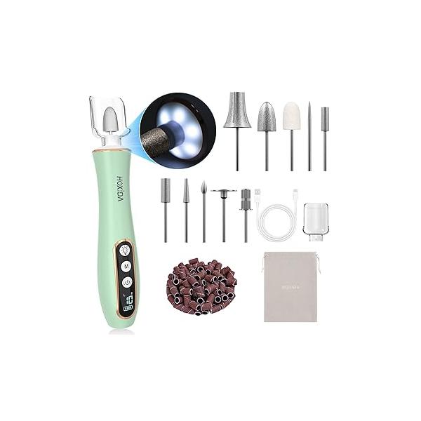 Professional Manicure Pedicure Kit, Cordless Electric Nail Drill with 360° LED light&10 Speeds, Rechargeable Tools for feet, Hand Foot Care Thick Toenail Cuticle Women Men