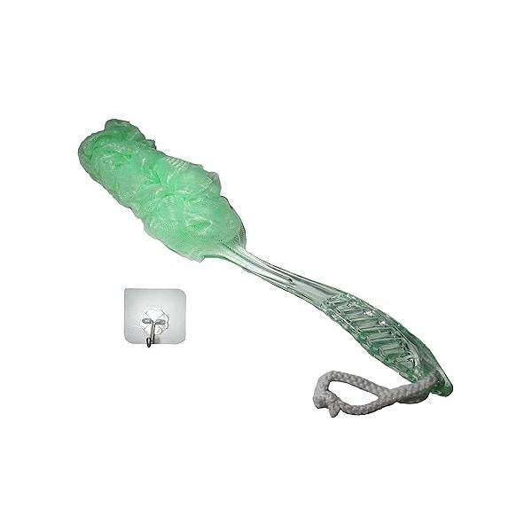 Mesh Soft Puff Body Brush Long Handle Shower Bath Sponge Seniors Elderly Disabled Patients Pregnant Arthritis Sufferers Ladies Grandparents (Green)