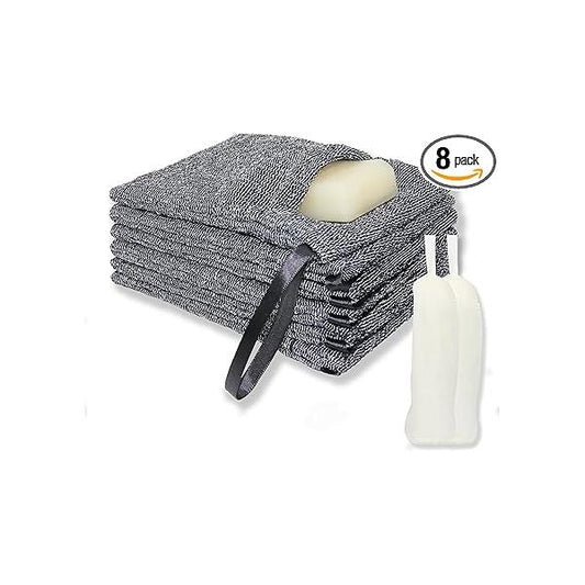 8 Pack Soap Bags - 6 Pcs Saver Pouch & 2 Foaming Net, Pocket for Deep Exfoliating Body Scrubber Bath or Shower
