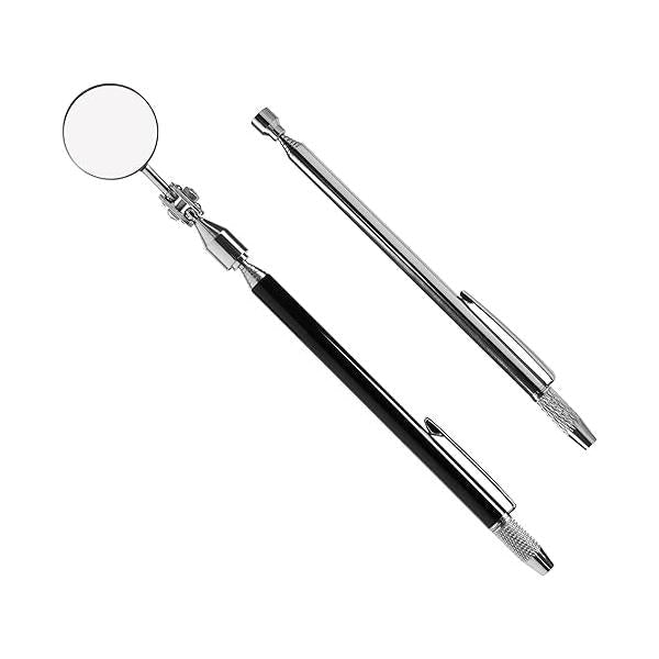 Set of Telescopic Circular Mirror and Magnet, 30mm Observation with Pen Buckle Tail Needle, extendable for Additional Picking Small Metal Items