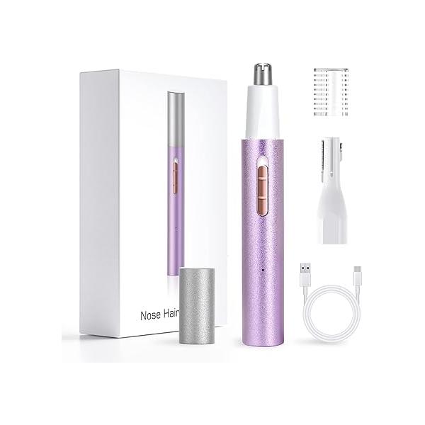 Nose Hair Trimmer for Women Men,2025 Rechargeable 2 in 1 Eyebrow and Facial Trimmer, Painless Ear with Powerful Motor Dual-Edge Blades,Perfect Face