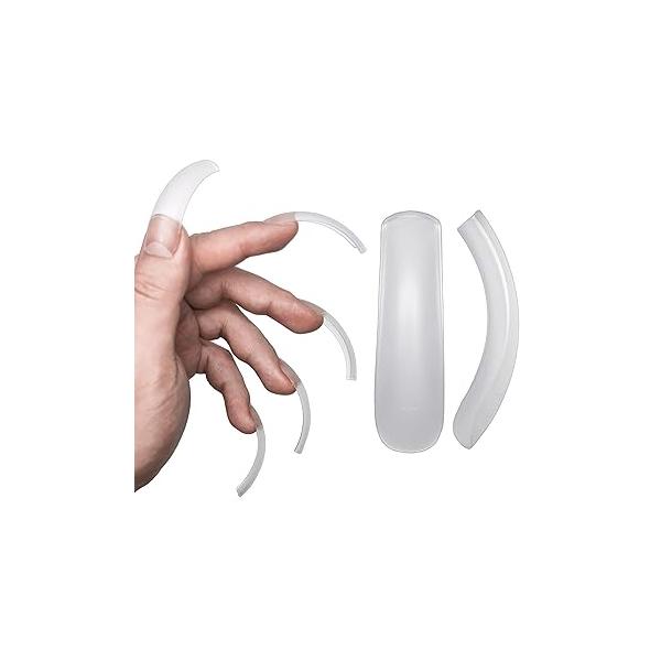 Curved Nail Tips Press on Full Cover, Extra Curve Square Gel x Thick Long XL XXL Acrylic Fake Nails Extension kit, Clear Pre-etched Soft French False 12 Sizes 240pc (QUEEN SQUARE PRO)