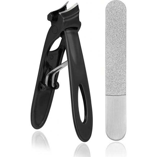 Slanted Nail Clippers for Men, Seniors, Ultra Sharp Ingrown Toenail Thick Toenails (Silver, Mid)