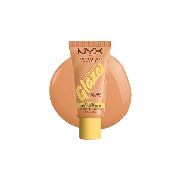 NYX PROFESSIONAL MAKEUP Buttermelt Glaze Soft Glow Skin Tint + SPF 30, Up To 12HR Wear, 02 Vanilla Bean Butta