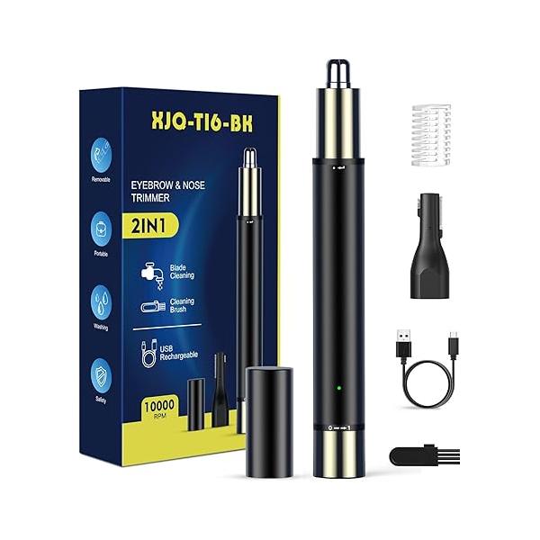 Nose Hair Trimmer for Men, 2025 Painless USB Rechargeable 2-in-1 Ear and Professional Facial Clipper with IPX7 Waterproof Dual Edge Blades