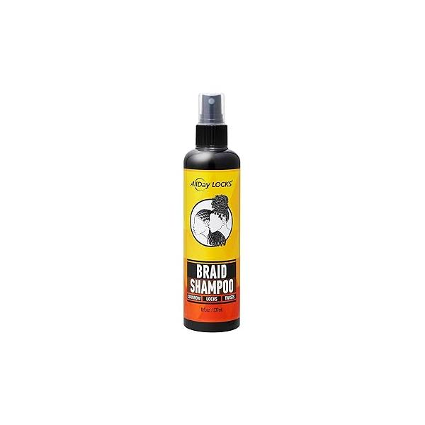 AllDay Locks Braid Shampoo (8 oz) | Cleansing & Refreshing Rinse-Free Formula No Itching or Dryness Refresh Invigorate Braids, Locks, Twists, Cornrows 8 oz