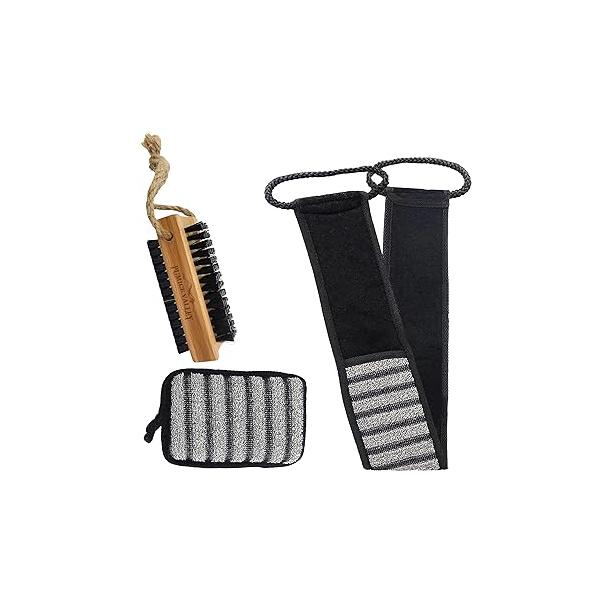 Wooden Cleaning Finger Nail Brush & Body Scrubber Set of 2 pcs