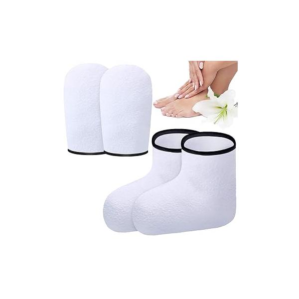 Paraffin Wax Mitts for Hand and Feet Booties Terry Cloth Essential Oil Gloves Foot Care Spa Pedicure Thermal Treatment Accessories(Blue)