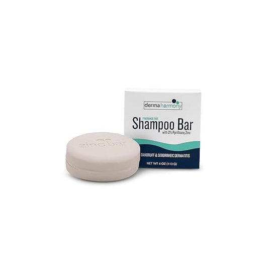 2% Pyrithione Zinc Shampoo Bar for dandruff and seborrheic dermatitis - Fragrance Free (4 Oz)