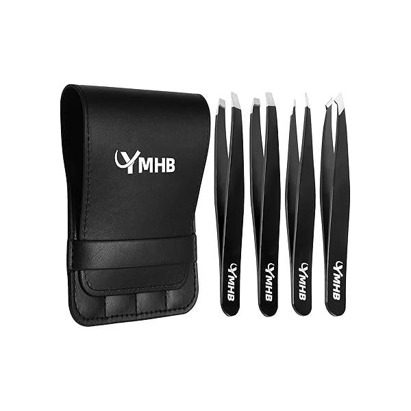 Tweezers Set - 4Pcs Stainless Steel Eyebrow Tweezers, Great Precision for Facial Hair, Splinter and Ingrown Hair Removal Gifts Women, Christmas Stocking Stuffers Adults Men Women