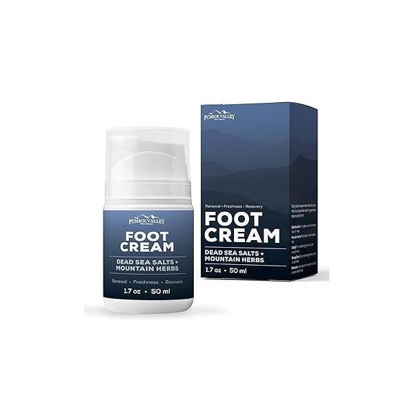 Pumice Valley Foot Cream for Dry Cracked Feet and Heels - Natural Moisturizer, Corn, Calluses Treatment Skin, Body Lotion, Urea, Shea Butter, Jojoba Oil, Vitamin E 1.7 Oz