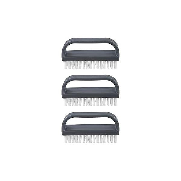 Superio Stiff Nail Brush with Handle 3 Pack Fingernail Scrub Cleaning Brushes for Toes and Nails, All-Purpose Home, Kitchen, Work
