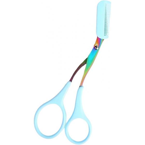 Premium 2 in 1 Non Slip Eyebrow Trimmer Scissors with Comb, Ideal Makeup Tool for Men and Women, Perfect Precise Hair Removal Grooming, 2Pcs Pink