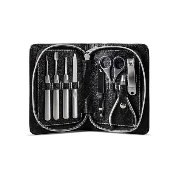 Pete & Pedro Men's 8-Piece Stainless Steel Professional Manicure Set For Men Women | Nail Clippers, File, Cuticle Care, Scissors Leather Travel Case, Pedicure, Grooming Kit As Seen on Shark Tank