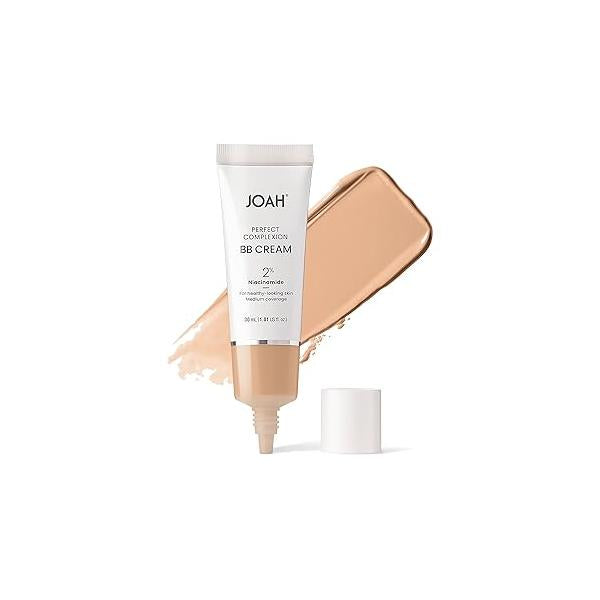 JOAH Beauty Perfect Complexion BB Cream with Hyaluronic Acid and Niaciminade, Korean Makeup Medium Buildable Coverage, Evens Skin Tone, Lightweight, Semi Matte Finish, Fair Cool Undertones