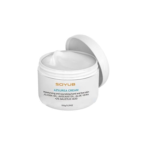 Urea Cream 42% Plus Salicylic Acid 2% for Dry Cracked Feet, Heels, Knees, Elbows, Repair Skin, Moisturize and Remove Corns, Calluses, Dead & Soften Toenails (5.29 OZ/150g)
