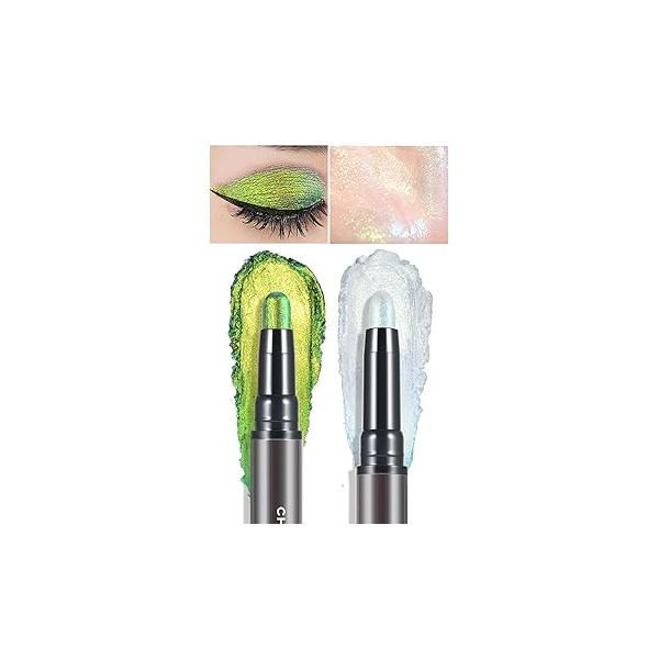 CHARMACY Multichrome 2 in 1 Cream Eyeshadow Stick, Waterproof Eye Brightener Highlighter Stick Makeup, High Pigmented, Smudge-Proof, Vegan & Cruelty-Free (#904)