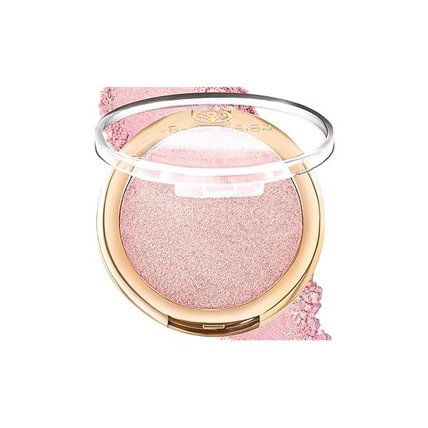 YOUNG VISION Baked Highlighter Powder Palette, Sheer Pearl Shimmer Shades for Face Makeup, Highly Pigmented Iluminadores de Maquillaje, 0.19 Oz(Pack of 1)
