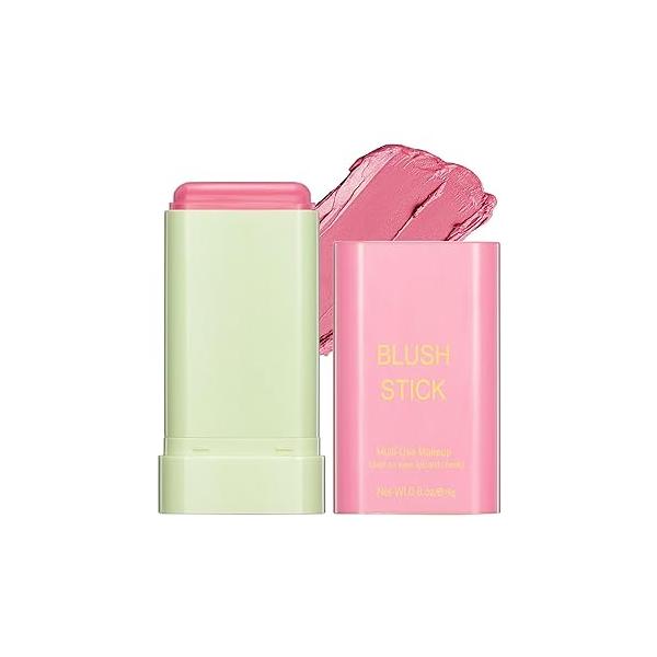 Multi-Use Makeup Blush Stick,Beauty Solid Moisturizer Stick,Waterproof Natural Nude Makeup,Tinted Stick for Eyes Lips Cheek(1#shy pink)