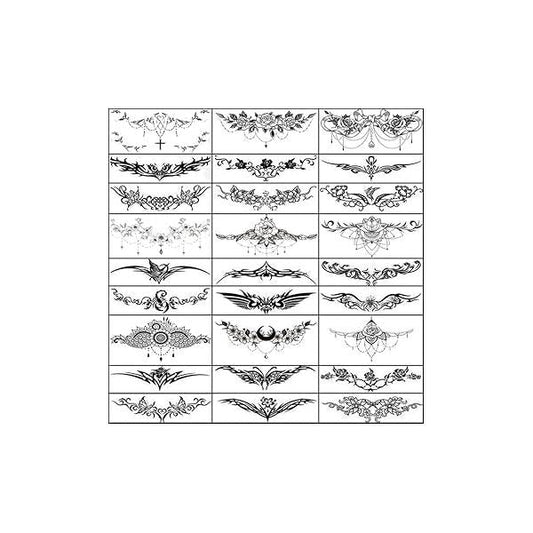 27 Sheets Sexy Temporary Tattoos for Women Long Lasting Tattoo Stickers Kit Chest Abdomen Navel Fake Makeup Art Apply and Girl