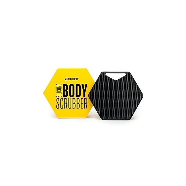 TOOLETRIES Body Scrubber - Exfoliates & Deep Cleans Silicone Shower Bathroom Accessory with Bespoke Bristles and Ergonomic Handles Charcoal