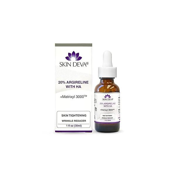 SKIN DEVA 20% Argireline Serum with Matrixyl 3000 Pure Hyaluronic Acid For Face Deep Wrinkle Reducer Anti Aging Tones Skin and Stimulates Collagen Peptides
