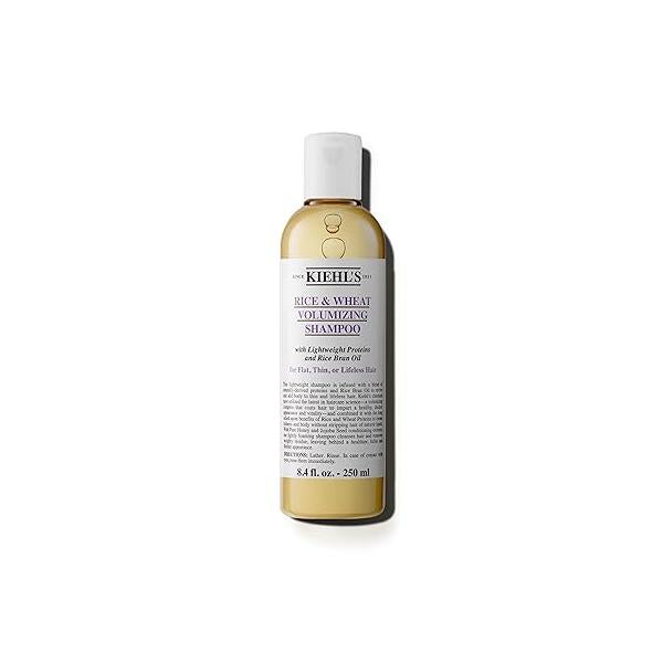 Kiehl's Rice and Wheat Volumizing Shampoo, Gentle Hair Shampoo for Thin or Flat Hair, Helps Boost Volume Thicker Looking with Lightweight Proteins Brain Oil - 8.4 fl oz
