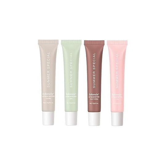 4PCS Summer Special Lip Butter Balm, Hydrating, Nourishing & Softening Care with Natural Oils Fruit Extracts, Long-Lasting Moisture, Non-Sticky Shine, Soften Dry Lips (4PCS, 4)