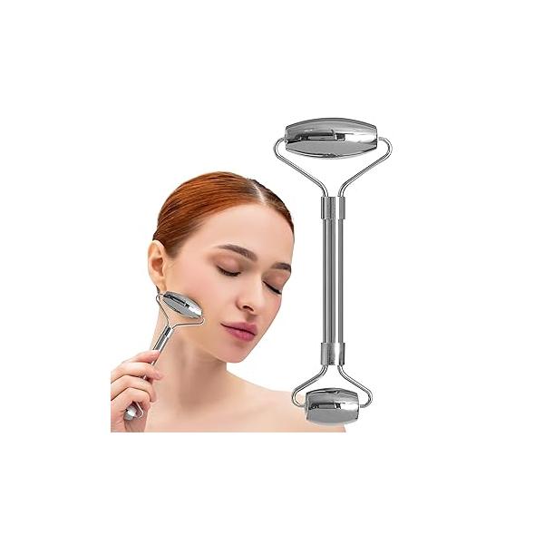 Mini Rose Quartz Roller - Face Gua Sha Facial Tools, Rollers for Face, Skin Care Kit Men Women, Guasha Tools Faces, Reduces Under-Eye Puffiness and Dark Circles