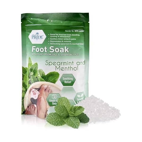 MED PRIDE Menthol Epsom Bath Salts for Pain Relief, Soothing Muscle Recovery & Relaxation with Essential Oils (Foot Soak 19.2 Ounce (Pack of 1))