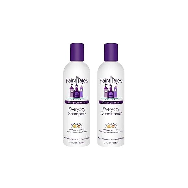 Fairy Tales Daily Cleanse Everyday Kids Shampoo + Conditioner set - Gentle Natural Defining, Tangle Free, Moisturizing and Hydrating Formula, Paraben Free 12 oz