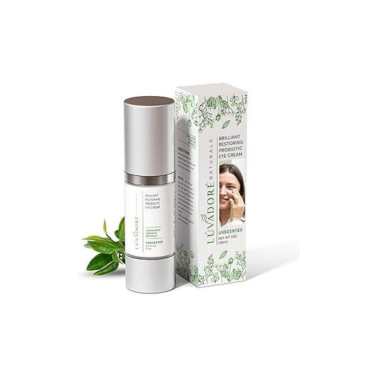 Brilliant Restoring Probiotic Eye Cream - Under with Caffeine, Green Tea, Hyaluronic Acid, Botanical Ingredients Facial Serum for Puffy Eyes, Dark Circles, Wrinkles