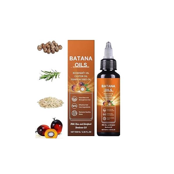 Batana Oil for Hair, 4-in-1 Liquid, Rosemary, Pumpkin Seed & Castor Oil, Unisex Adult, Unscented, 2Pcs, 1 Fl Oz