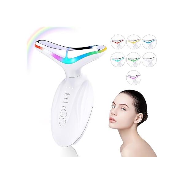 Facial and Neck Massager - SIQUER 7 in 1 Face Sculpting Tool, Multifunctional Lift Device for Lifting, Double Chin Skin Care, White